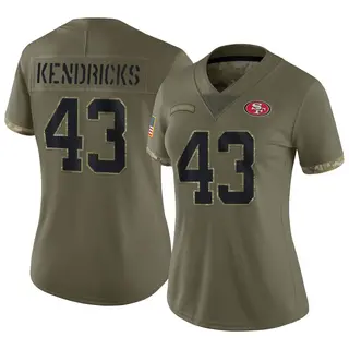San Francisco 49ers Women's Eric Kendricks Limited 2022 Salute To Service Jersey - Olive